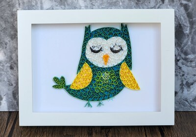 Framed Paper Quilling Owl Wall Décor, Owl Artwork, Quilling Owl Frame for Nursery Decor, Owl Paper Wall Art, Gift for Owl Lovers - image4